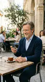 Mann schaut auf Bildschirm