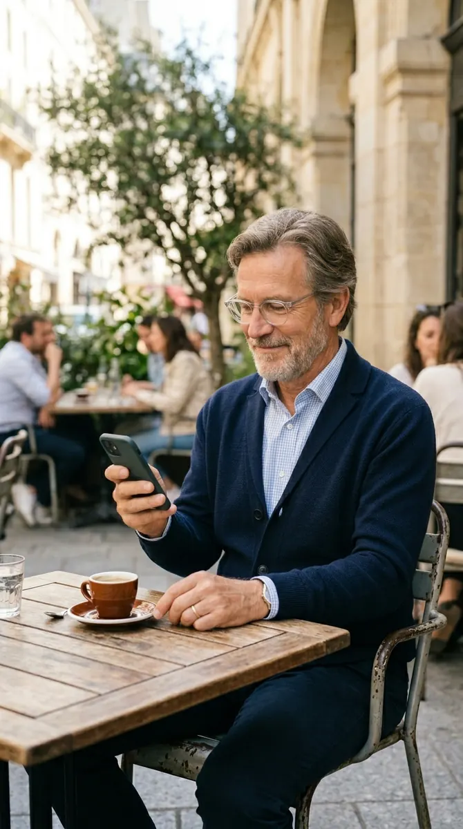 Mann sieht sich eine Bestätigung an